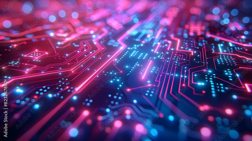 Poster futuristic neon circuit board background with glowing lines and sleek design for tech savvy product 