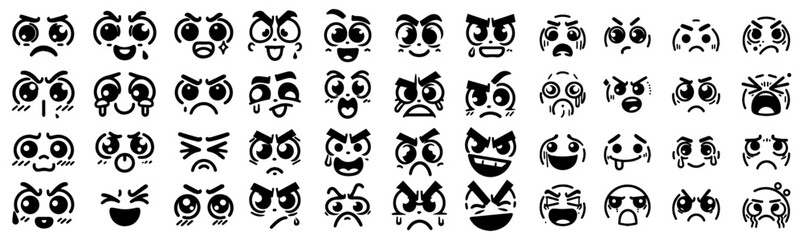 set of vector illustrations of cartoon facial expressions