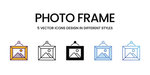 Photo Frame Icons different style vector stock illustration