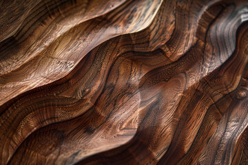 Waves of Elegance Textured Walnut Wood Grain in Close-Up 