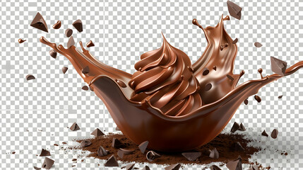 Chocolate cream on isolated transparent background