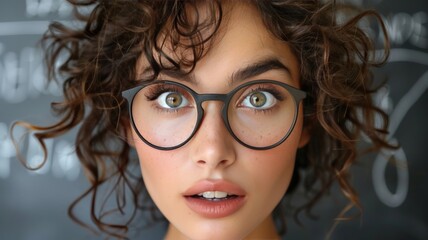 Fototapeta premium Woman Wearing Glasses With a Surprised Expression