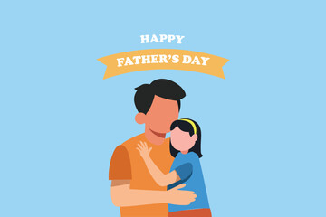 Happy father's day concept. Colored flat vector illustration isolated.
