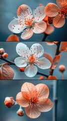 Set of mobile device, phone or smartphone wallpapers, spring seasonal floral background. Collection of three natural pictures