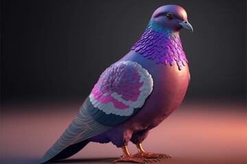AI-generated illustration of a pigeon on a dark background