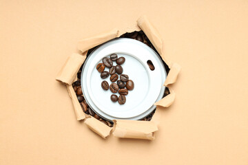Fragrant coffee beans on a light background