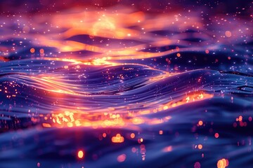 Obraz premium The night lights illuminate the water surface