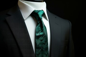 Versatile Tie green black. Businessman elegant suit accessory clothing. Generate ai