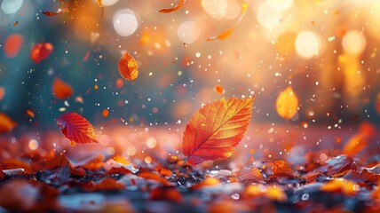 Leaves Floating in the Air