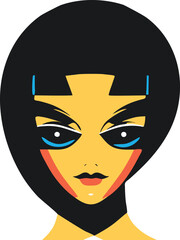 Vector illustration of a portrait of a mysterious woman on a white background.