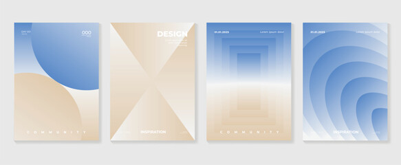 Abstract gradient poster background vector set. Minimalist style cover template with vibrant perspective 3d geometric prism shapes collection. Ideal design for social media, cover, banner, flyer. 