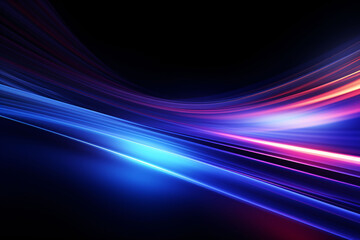 Streamlined speed light blue and purple special effects, abstract technology blue KV main visual business background
