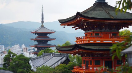 Obraz premium Kyoto's historic shrines and modern skyscrapers blend tradition and contemporary life, offering a unique experience.