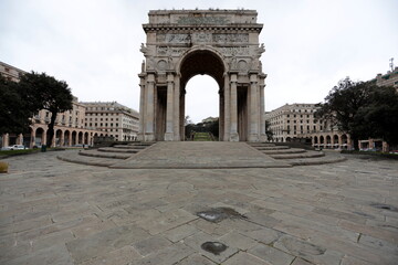 The Arch of Triumph dedicated to the Genoese fallen during the First World War located in Piazza...