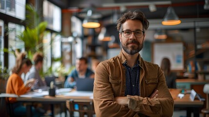 Fototapeta premium Visionary Leader Fostering a Culture of Continuous Learning in a Dynamic Office Setting