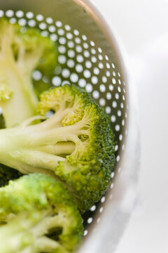 Broccoli Florets in a Colander
