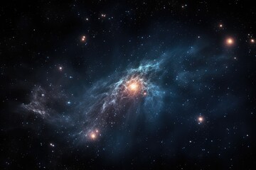 Naklejka premium Beautiful starry night sky. Evening panorama in blue tones