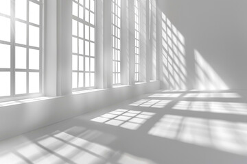 Fototapeta premium white abstract geometric background for product presentation Shadow and light from windows 