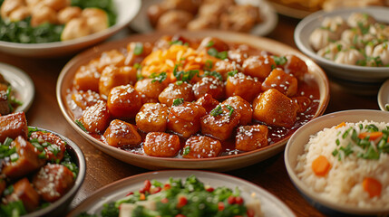 Chinese food on the tablestylize