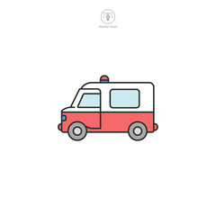 Ambulance Icon. Medical or Healthcare theme symbol vector illustration isolated on white background