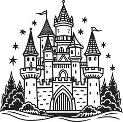 illustration of a castle Illustration black and white