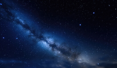 Fototapeta premium Beautiful starry night sky. Evening panorama in blue tones