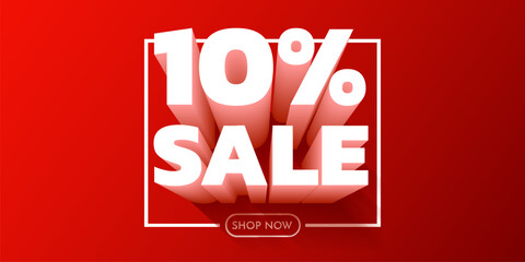 10 percent Off. Discount creative composition. Mega Sale.