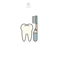 Toothbrush Icon. Medical or Healthcare theme symbol vector illustration isolated on white background