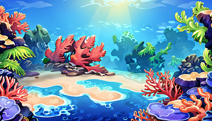 Coral Reef Landscape Vector Art Background