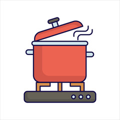 cooking pot icon with white background vector stock illustration