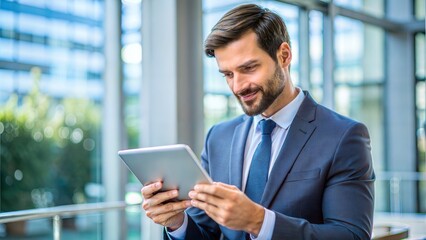 Insurance Agent with Digital Policy Management: An insurance agent using digital policy management software on a tablet, illustrating technology in the insurance industry.
