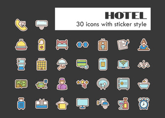 hotel service sticker style icon set