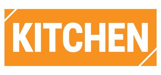 KITCHEN text written on orange stamp sign.