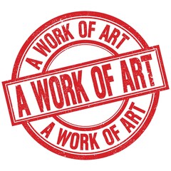 A WORK OF ART written word on red stamp sign