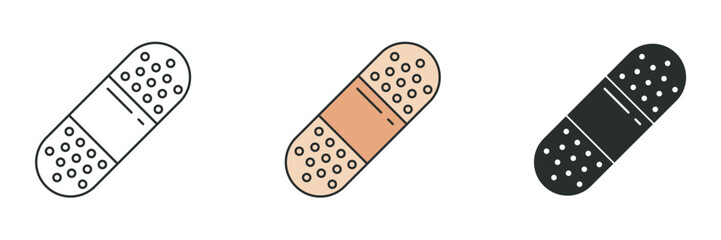 Adhesive plaster, medical bandage Icon. Medical or Healthcare theme symbol vector illustration isolated on white background