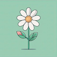 Clean Flower Outline: Flat and Simple Illustration in Minimalist Style