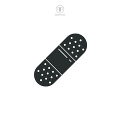 Adhesive plaster, medical bandage Icon. Medical or Healthcare theme symbol vector illustration isolated on white background
