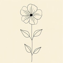 Simple Flat Flower Sketch: Outline Illustration with Clean and Minimalist Design