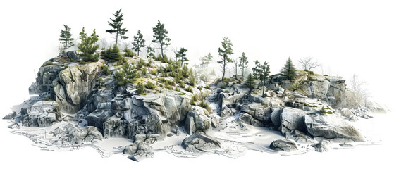 Very modern nature national park background wallpaper, backdrop, texture, Acadia, Maine, USA, America, isolated. LIDAR model, elevation scan, topography map, 3D design render, topographic, modelled