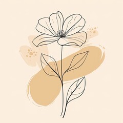 Simple Flower Outline: Hand-Drawn Flat Design with Clean Lines and Minimalist Style