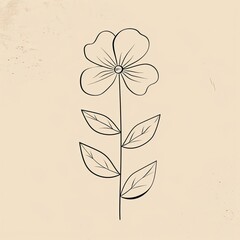 Hand-Drawn Floral Sketch: Flat Design Simple Flower Outline in Clean and Minimal Style