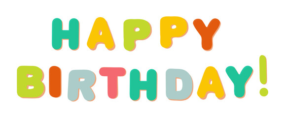Happy Birthday Lettering Sticker Vector Illustration
