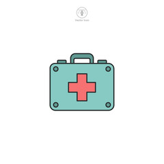 This First Aid Box Icon. Medical or Healthcare theme symbol vector illustration isolated on white background
