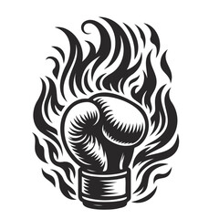 flaming fast boxing with glove line art