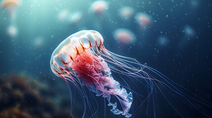Graceful Jellyfish Drifting Through a Serene Underwater Landscape Captivating Ocean Scenes and Marine Life Concepts