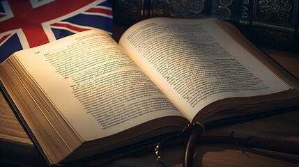 A photo of a language learning book and dictionary.