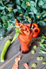 Bloody Drink With Multiple Garnishes