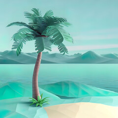 Majestic Tropical Oasis: Towering Palms and Serene Waters