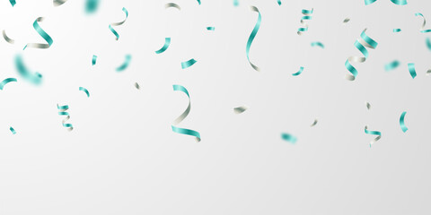 Celebratory background with green confetti. Beautiful sprinkles. Vector illustration.