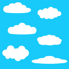 Set of cartoon clouds in flat design. Collection of white clouds. Set of cloud icons, cloud symbol for your website design, logo, app. Vector.